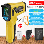 -50~800℃ LCD Color Display Non-Contact Infrared Thermometer High Temperature Infrared Laser Electronic Thermometer IR Thermometer Pyrometer