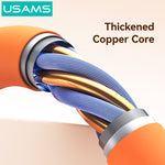 USAMS SJ788 U98 3A PD30W USB-C to iP Cable PD Fast Charging Data Transmission Thickened Copper Core Line 1M Long for iPhone 14 14 Pro 13 Pro Max 12