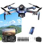 LinkMejor GT8 WiFi FPV with 4.9inch LCD Screen Controller HD Front Bottom Rear Three Camera Servo Gimbal 360° Obstacle Avoidance Brushless Foldable RC Drone Quadcopter RTF