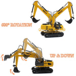 HuiNa Toys 1319 RTR 1/24 2.4G 9CH RC Car Excavator Flat Trailer Flatbed Semi Truck Remote Control Simulation Sound LED Light Engineering Construction Vehicles Models Children's Birthday Gift for Boys
