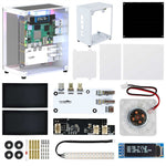 LinkMejor Raspberry Pi 5 Case Protective Kit with Cooling Fan Chassis RGB Color Light 0.96 Screen Dispaly DIY Electronic Shell Host PCIe
