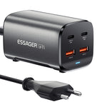 [GaN Tech] ESSAGER ES-CD35 67W 4-Port USB PD Charger 2USB-A+2USB-C PD3.0 QC4.0 AFC FCP SCP PPS BC1.2 DCP Apple2.4A Fast Charging Wall Charger Adapter EU Plug US Plug with 1M C8 Power Cable