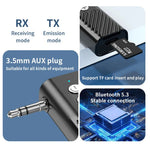 D28 3 in 1 bluetooth Transmitter Receiver 3.5mm Audio AUX Adapter Supports TF Card Hand-Free Call for Car Speaker