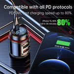 T23 bluetooth V5.4 FM Transmitter 30W PD+QC3.0 USB Car Charger Blue LED Digital Display Wireless Radio Adapter HiFi Music Play Car Kit with Mic Hands Free Calls