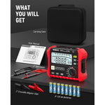 EU US Direct KAIWEETS KE1000 Insulation Resistance Tester 3MΩ to 100GΩ 750V AC 1000V DC Multimeter with DAR PI Auto Calculation for Industrial Testing