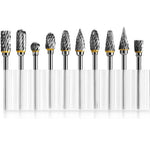 New 10 pcs 1/8" Shank Tungsten Carbide Milling Cutter Rotary Tool Burr Double Diamond Cutting Rotary Dremel Tools Electric Grinding