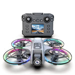 LinkMejor K200 MAX WiFi FPV with LCD Screen Controller HD Dual Camera Electrically Adjustable Optical Flow Hover Automatic Obstacle Avoidance Dazzling 7-Lights Circle Protection Brushless 2.4G 4CH 6-Axis Remote Control Toys RC Drone Quadcopter RTF