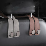 Multi-function Car Seat Back Double Hook Flip Fur Leather Mobile Phone Holder Metal Hook Premium Suede Rear Seat Hanging Dual Hook 20KG Large Load-Bearing Alloy Hook Hanger