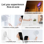 5-in-1 Multifunctional 3500V Mosquito Killer Lamp with Adjustable Angle Bug Zapper Portable Rechargeable Electric Fly Swatter with USB Charging and Quick Charge Feature
