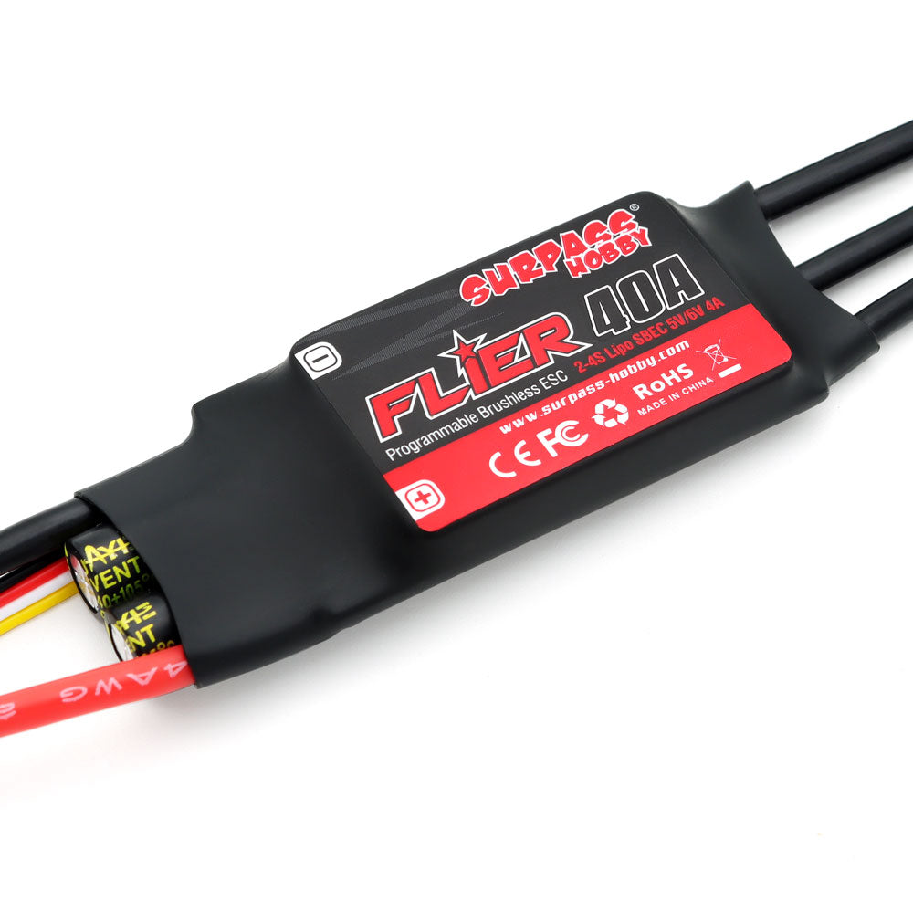 LinkMejor FLIER Series New 32-bit 40A Brushless ESC With 5V/6V 4A SBEC Support Programming for RC Airplane