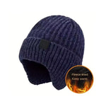 LinkMejor Winter Bike Knitted Hat Outdoor Plush Warmth Cap Peaked Earmuff Fashion Casual Faux Fur Lined Bomber Hats Cycling Ear Protection