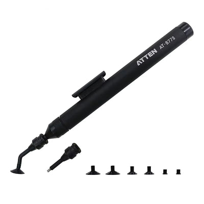 LinkMejor AT-B778 Antistatic Manual Vacuum Suction Pen With Straight Bent Nozzles 6 Suction Discs Black