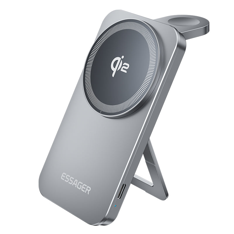 LinkMejor Qi2 2-in-1 Desktop Wireless Charger 15W Fast Wireless Charging Phone Holder for Smart Phones for iPhone 17 17Pro 16 15 Pro Max for Huawei Pura 80 Ultra for SAMSUNG for Airpods for Apple Watch