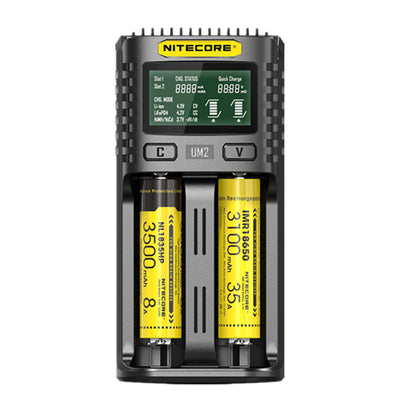LinkMejor UM2 LCD Display 5V/2A Lithium Battery Charger USB QC Smart Rapid Charger For AA AAA 18650 21700 26650