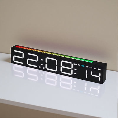 LinkMejor Light Table Clock LED Alarm Clock Speaker Display Colorful 3 Levels Brightness Dual Mode LED Lamp Strip Rhythm Pickup Design for Home Desktop