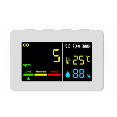 Portable Air Quality Meter 3in1 CO Temperature and Humidity Tester Color Screen Carbon Monoxide Detector with Voice Alarm and Electric Quantity Display Function