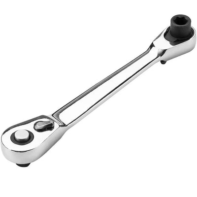 2-in-1 Mini Socket Ratchet Wrench 72-Tooth Dual-Head Design Chrome-Plated Accepts 1/4" Hex Bits Magnetic Power for Tight Spaces
