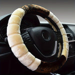 Car Steering Wheel Cover  Winter Warm Fluffy Plush Short Plush Universal 15-Inch Cute Cartoon Ear Shape Car Steering Wheel Protective Cover