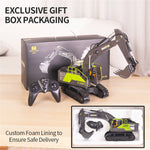 HuiNa Toys 1661 RTR 1/18 2.4G 13CH RC Excavator Alloy Bucket Engineering LED Light Spray 680° Rotation Remote Control Vehicles Models