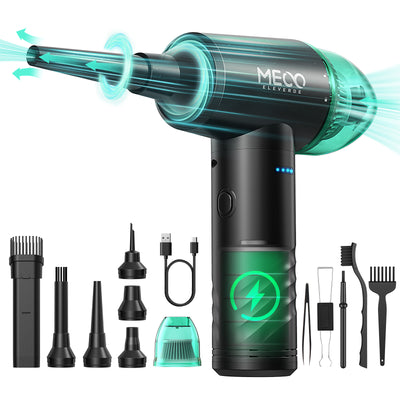 LinkMejor ELEVERDE ME-CR1 Electric Compressed Air Duster & Vacuum Cleaner 4 in 1 Function Powerful 3-Gear to 90000RPM/12000PA Keyboard Cleaner, Rechargeable Cordless Air Duster for Computer/Car/Pet Hair