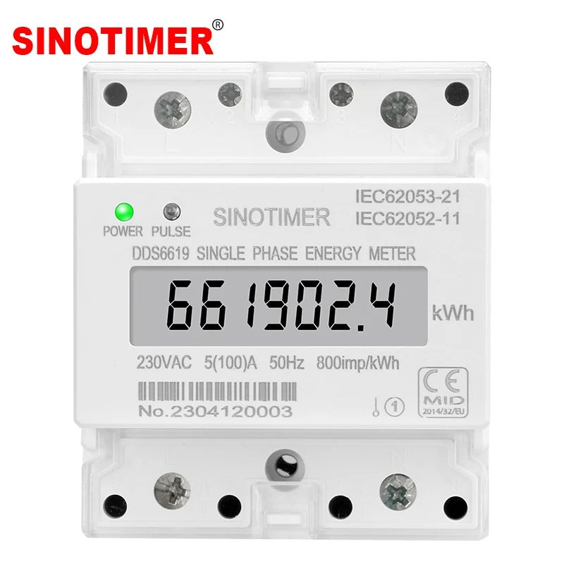 LinkMejor Din Rail Single Phase Electronic Energy Meter AC 220V 100A kWh Counter Consumption Analog Electricity Gague Wattmeter 50HZ