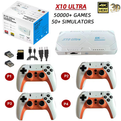 X10 Ultra 128G 3D 4K Retro TV Game Stick with Quad Controller 905X3 50000+ Games Plug and Play Portable Classic Video Game Console