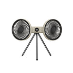 Tevorex Portable Dual-Head Tripod Fan 3 Speeds Wind 360° Stand Adjustable 3600mAh Long Battery Quiet Operation Rechargeable Cooling Fan with LED Display for Home Outdoor Camping