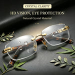 TF-98 Vintage Rimless Reading Glasses Progressive Multifocal Crystal Lenses With Cut Edge Anti-Fatigue HD Eyewear