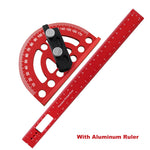 Combination Semi Circular Angle Finder 0 180 Degree Protractor with Detachable 330mm Ruler Precision Woodworking Measurement Tool