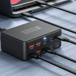 [GaN Tech] Bakeey HW-66 330W 10-Port USB PD Charger 6USB-C+4USB-A QC3.0 PD3.0 PPS SCP AFC Fast Charging Desktop Charging Station EU Plug for iPhone 16 15 14 Pro Max for Samsung Galaxy Z Flip6 for Huawei Mate XT