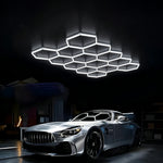 Elfeland 14-Cell Garage Lights Hexagon Lamp 220V 6500K LED Tube Honeycomb Barbershop Ceiling Lighting For Workshop 4S Car Show Auto Body Repair Gym