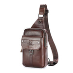 LinkMejor Vintage Men's Genuine Leather Chest Bag Large Capacity Wear-Resistant Crossbody Shoulder Bags Fashion Travel Outdoor Messenger Pack