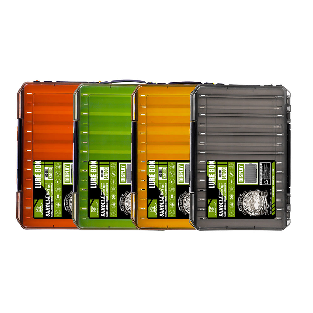 LinkMejor 10 Compartments Small Double Fishing Tackle Box Portable Handle Lure Baits Container Y-slot Storage Organizer