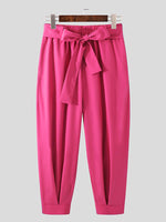 INCERUN Men Pants Fashion Solid Color Bow Knot Trousers Men Streetwear Elastic Waist Harem Pants