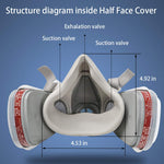 Reusable Half Face Cover Gas Mask with Safety Glasses Double Filtration for Chemical Organic Vapor Welding Woodworking Protection