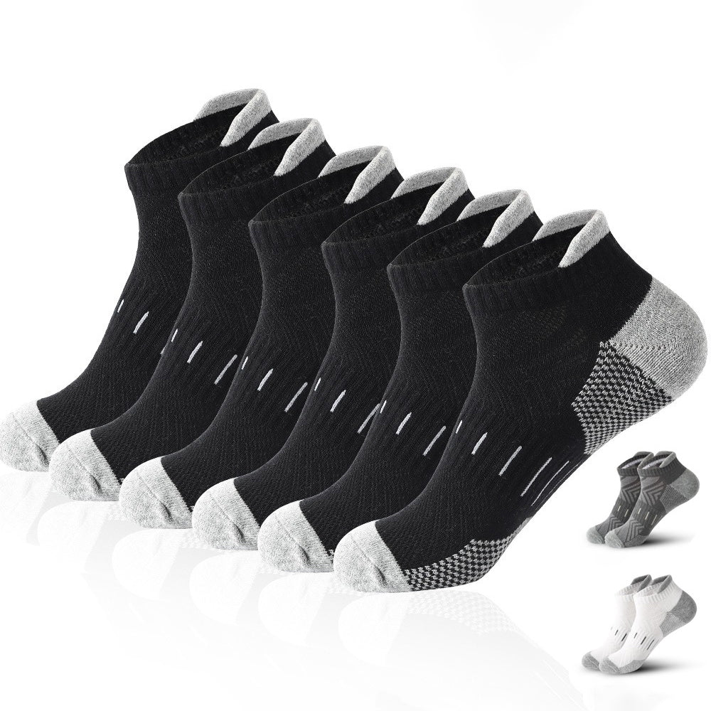 6 Pairs Mens Athletic Ankle Socks Running Cycling Sport Socks Moisture Wicking Cushion High Elastic Short Socks Comfy Breathable Casual Socks