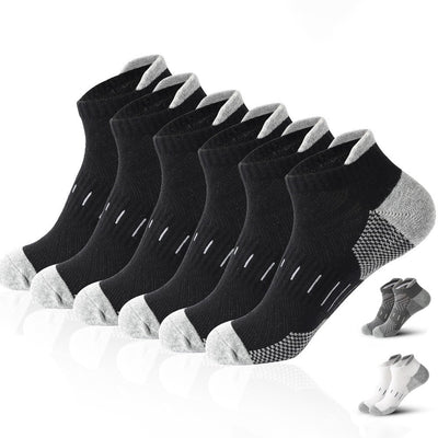 6 Pairs Mens Athletic Ankle Socks Running Cycling Sport Socks Moisture Wicking Cushion High Elastic Short Socks Comfy Breathable Casual Socks