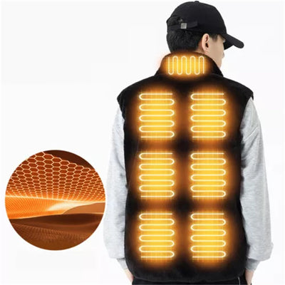 LinkMejor HV-09F Heated Vest 9 Heating Areas USB Charging 3 Gear Temperature Control Coral fleece Windproof Outdoor Winter Warm Clothing