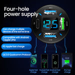 66W 4-Port USB PD Car Charger Adapter Dual 2.4A USB-A PD QC3.0 Fast Charging with Blue LED for iPhone 13 14 14 Pro Max for Huawei Mate50 for Samsung Galaxy S22 for Redmi K60 for OPPO Reno9