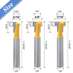5PCS 1/4 Inch Shank Keyhole Router Bits Set T Track T-Slot Bolts Router Bit Set for 5/16" 3/8" 1/2" 7/16" 5/8" Hex Bolts