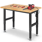 LinkMejor 48 inch Worktable Workbench with Power Outlet 2000 lbs Load Capacity Garage Table Desk Adjustable Height Work Bench for Garage/Wood Shop/Office/Home