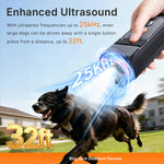 DR32B Ultrasonic Dog Bark Control Device 900mAh Battery 25KHz Frequency Handheld Anti-Barking Trainer Portable Pet Training Tool Adjustable Modes