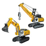 1/64 Scale 2.4G Engineering Toys Vehicle Model Alloy Mini Desktop Remote Control RC Excavator Crane Car