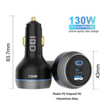 LinkMejor IBD356-1U2C 165W/160W/130W Fast Charging USB Type C Car Charger for Laptop Mobile Phone