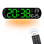 LinkMejor Digital Ambient Light Wall Clock Remote Control Electronic Mute Clock with Temperature Humitimy Date Week Display Timing Function Clock