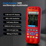LinkMejor O9 2*50MHZ Dual Channel 3in1 Oscilloscope Multimeter Signal Source 3.98inch TFT Display Oscope Meter Handheld Oscilloscope 250MSa/s Sampling Rate with Waveform Save and View Function