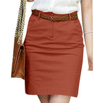 LinkMejor Women Street Fashion OL Work Skirts Side Pockets Plain Zipper Commute Mini Pencil Overskirts