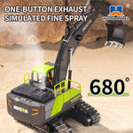 HuiNa Toys 1661 RTR 1/18 2.4G 13CH RC Excavator Alloy Bucket Engineering LED Light Spray 680° Rotation Remote Control Vehicles Models