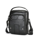 LinkMejor Men's Soft Genuine Leather Messenger Bag Business Casual Multi-functional Zipper Handheld Crossbody Bag