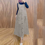 LinkMejor Women Maxi Dress Solid Color Wide Halter Dress Comftable Workwear Wide Straps Long Dress Plus Size
